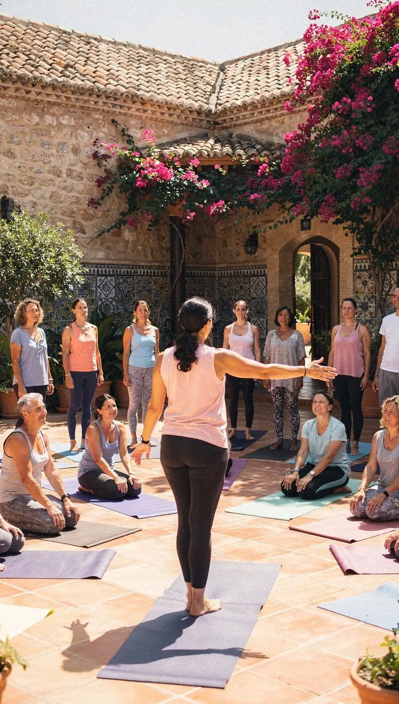 Una persona practicando una postura básica de yoga en un ambiente tranquilo y luminoso.
